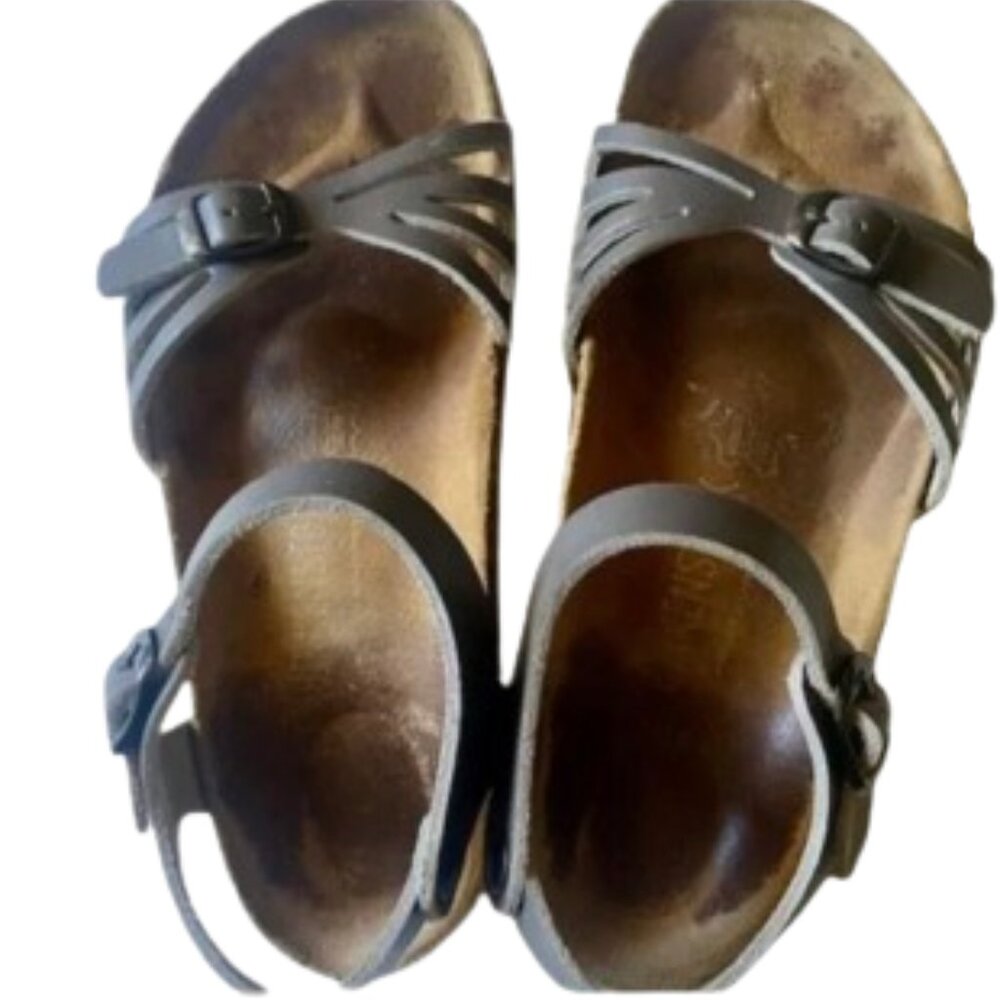 Birkenstock Bali Gray Leather Size 39 Euro 8 8.5 USA